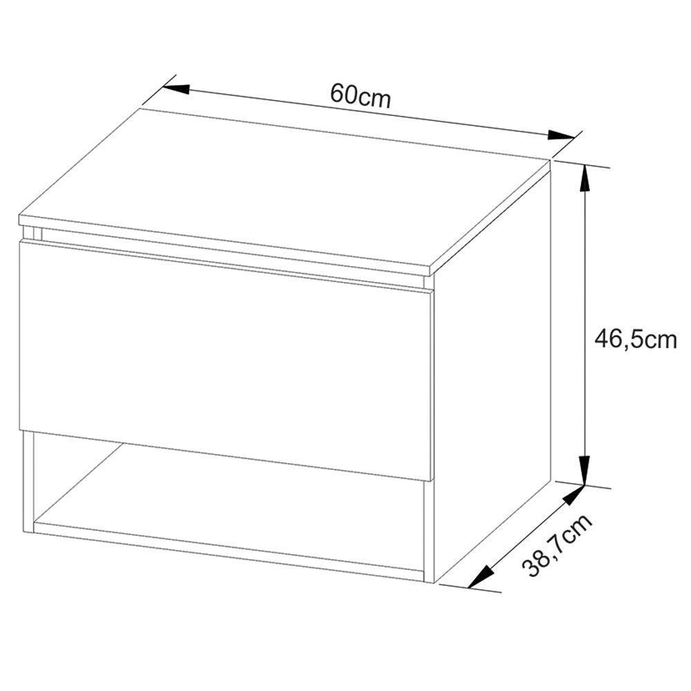 Gabinete Suspenso Para Cuba De Banheiro Amendoa Branco - 4