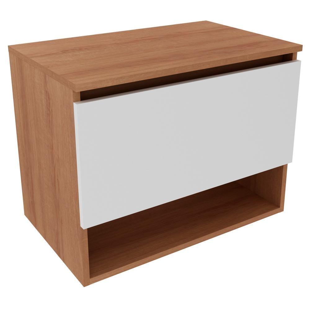 Gabinete Suspenso Para Cuba De Banheiro Amendoa Branco - 6