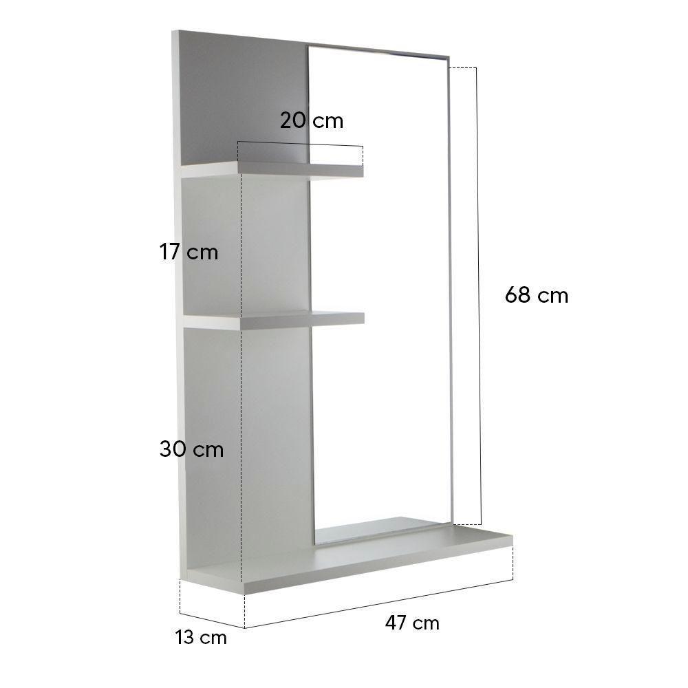 Armário Para Banheiro Com Espelho Liege A Branco 68Cm - 2