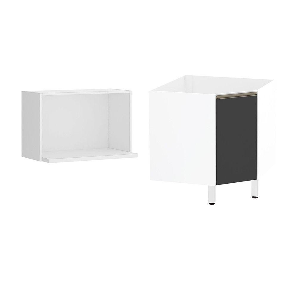 Gabinete Para Banheiro Com Nicho Branco Com Preto - 5