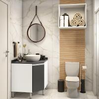 Gabinete Para Banheiro Com Nicho Branco Com Preto - 1