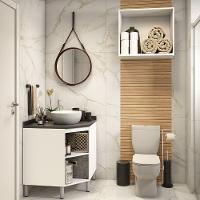 Gabinete Para Banheiro Com Nicho Branco Com Preto - 6