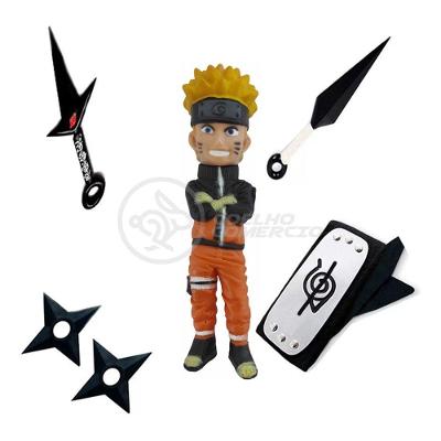 Kit Naruto Shippuden + 1 Bandana + 2 Shuriken Ninja +2 Kunai