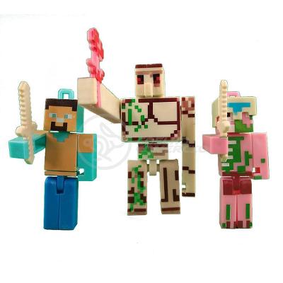 Kit Cartelado Conj. Minecraft 2 Bonecos+1 Villager+1 Enderman+1 Creeper+1 Cama+Espadas