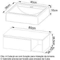 Gabinete Com Cuba Para Banheiro Bn3600x01 Branco - 5