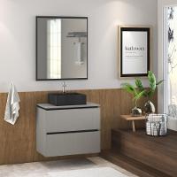 Balcão Gabinete Para Banheiro 80 Cm 03 Gavetas Argento Preto - 7