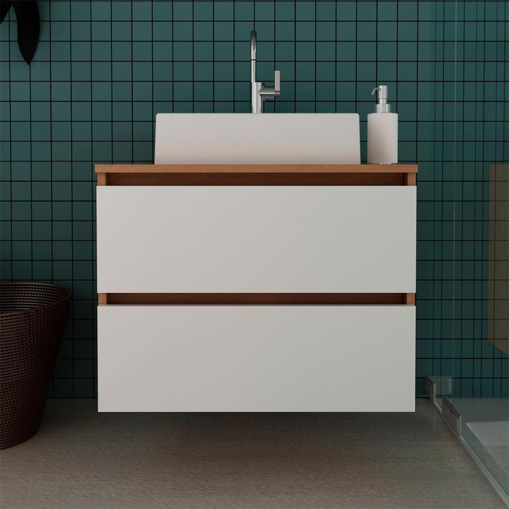 Gabinete Com Cuba Para Banheiro Bn3600x07 Amendoa Branco - 2