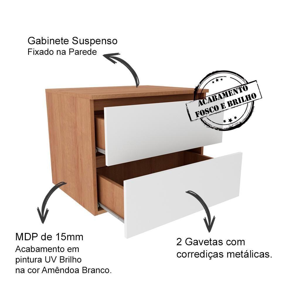 Gabinete Com Cuba Para Banheiro Bn3600x07 Amendoa Branco - 5
