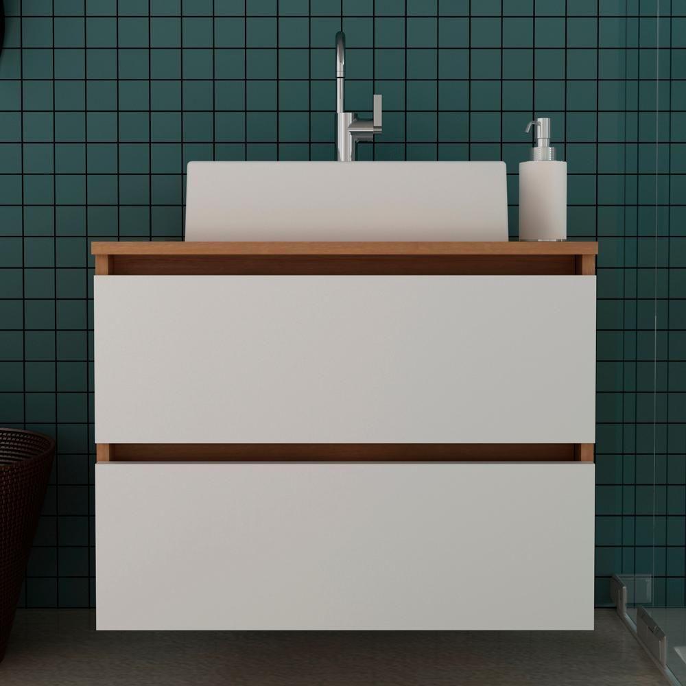 Gabinete Com Cuba Para Banheiro Bn3600x07 Amendoa Branco - 7