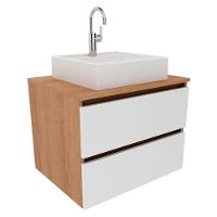 Gabinete Com Cuba Para Banheiro Bn3600x07 Amendoa Branco - 1