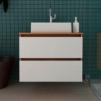 Gabinete Com Cuba Para Banheiro Bn3600x07 Amendoa Branco - 2