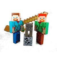 Kit Cartelado Conj. Minecraft 2 Bonecos + 1 Bloco + 1 Vaca + 1 Espada Minecraft 31cm