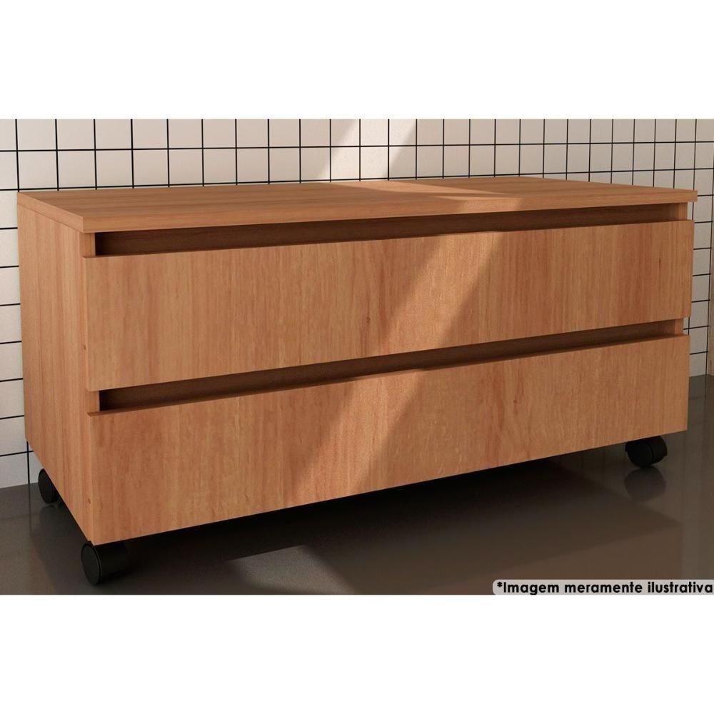 Gabinete de Banheiro BN3603 2 Gavetas c/ Rodízio cor Amêndoa - Tecno Mobili - 1