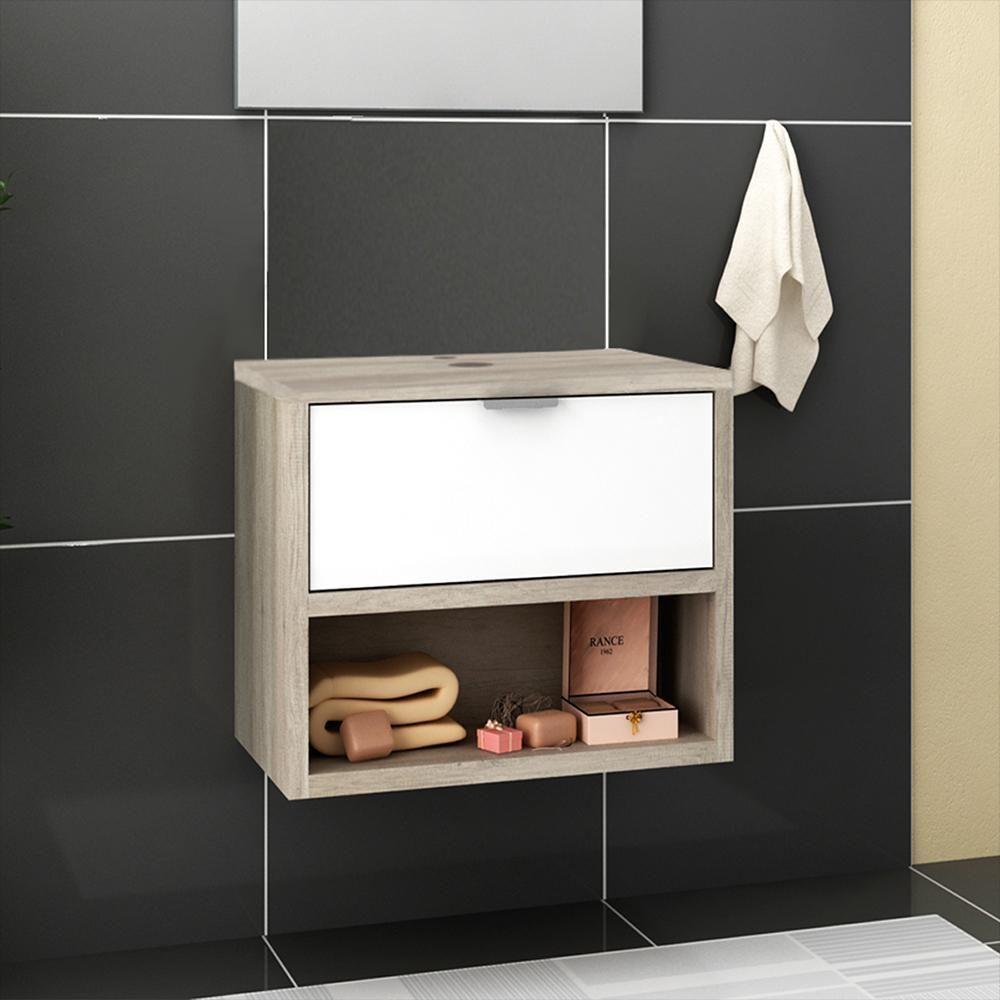 Balcão Gabinete Para Banheiro 60cm Com 1 Gaveta Malta Branco - 6