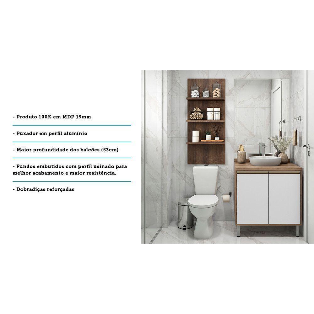 Gabinete Para Banheiro Com Prateleira Com Branco E Nogueira - 4