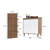 Gabinete Para Banheiro Com Prateleira Com Branco E Nogueira - 9