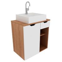 Gabinete Com Cuba Para Banheiro Bn3600x05 Amendoa Branco - 1