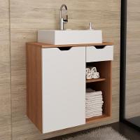 Gabinete Com Cuba Para Banheiro Bn3600x05 Amendoa Branco - 15