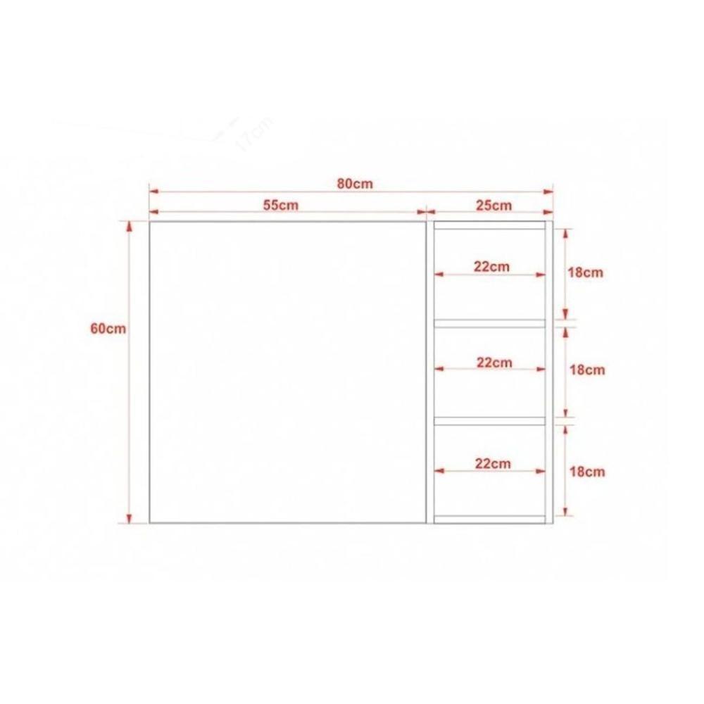 Armário p/ Banheiro BN3602 1 Porta c/ Espelho cor Amêndoa - Tecno Mobili - 4