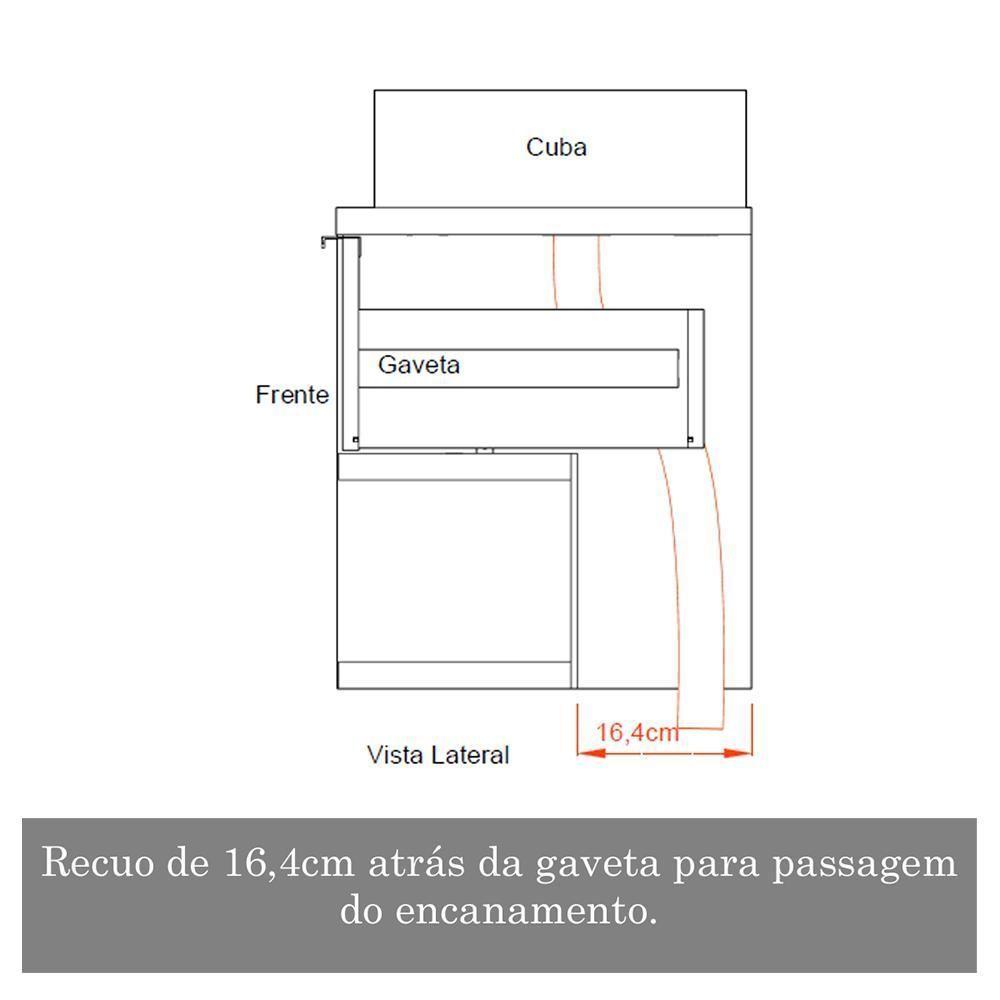 Conjunto Banheiro Gabinete 60cm Com Cuba E Espelho Branco - 4