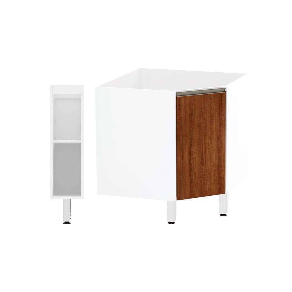 Gabinete Para Banheiro Suprema Branco Com Nogueira - 7