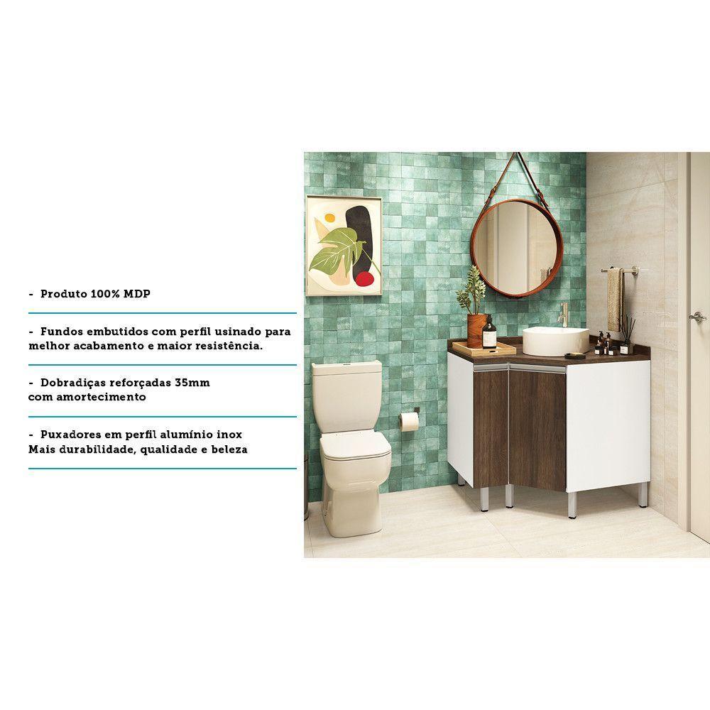 Gabinete Para Banheiro Suprema Branco Com Nogueira - 10