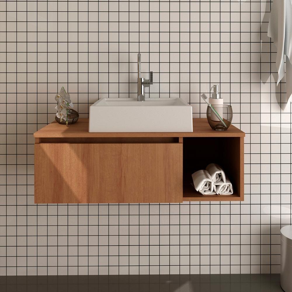 Gabinete Com Cuba Para Banheiro Bn3600x01 Amendoa - 2