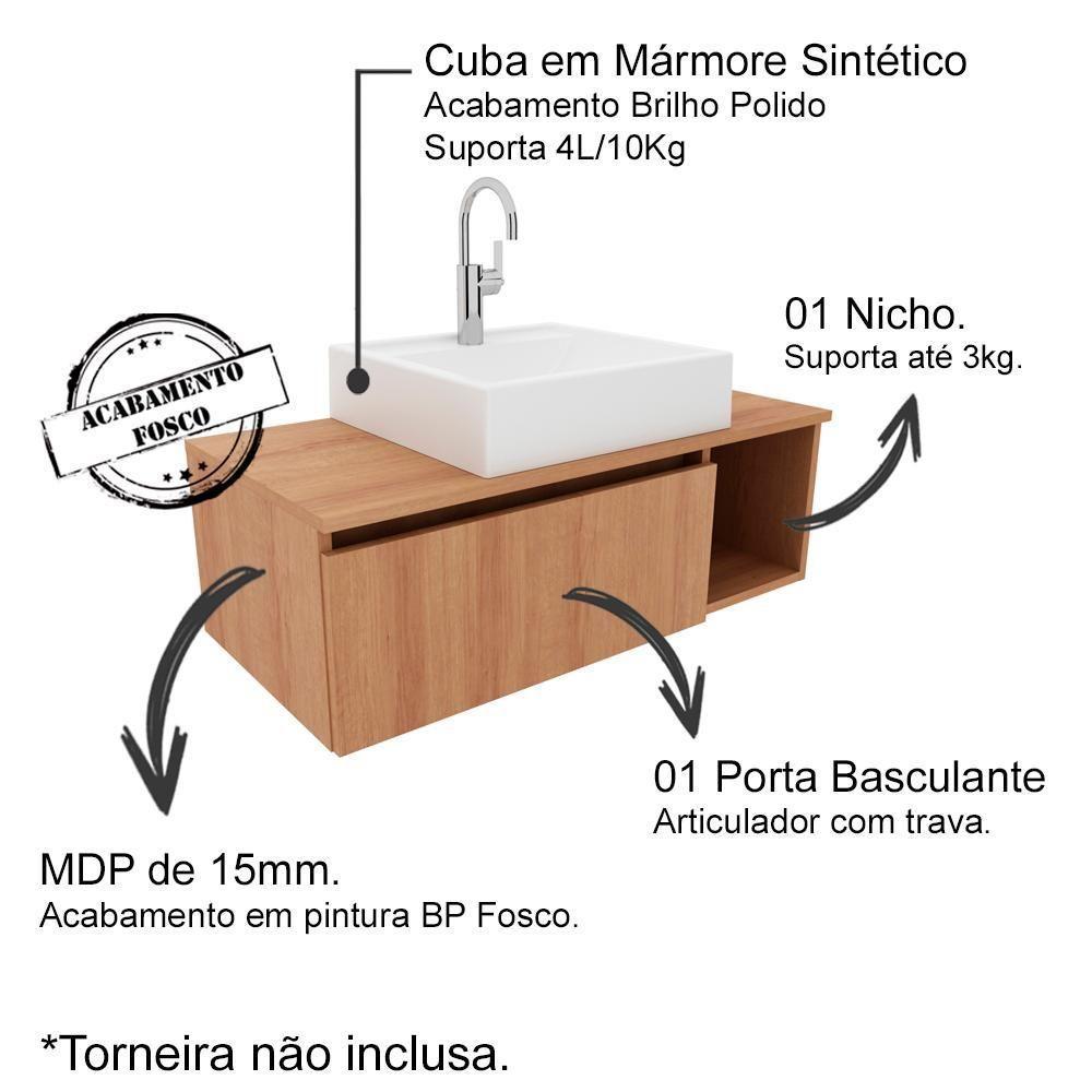 Gabinete Com Cuba Para Banheiro Bn3600x01 Amendoa - 6
