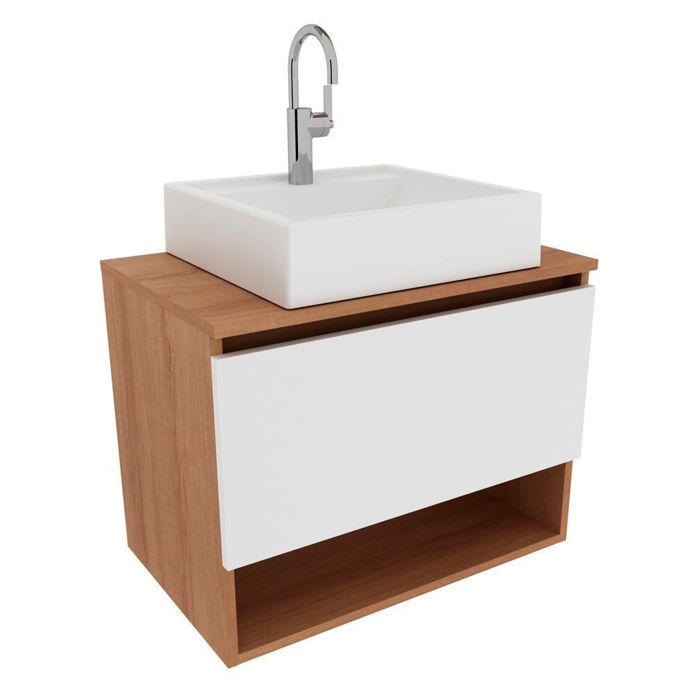 Gabinete Com Cuba Para Banheiro Bn3600x06 Amendoa Branco - 1