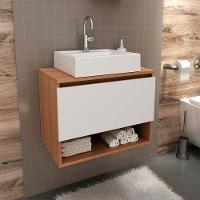 Gabinete Com Cuba Para Banheiro Bn3600x06 Amendoa Branco - 2