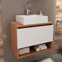 Gabinete Com Cuba Para Banheiro Bn3600x06 Amendoa Branco - 8