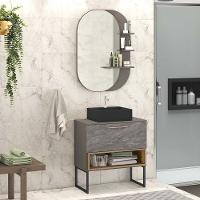 Armário Balcão Gabinete 80cm 1 Gaveta Com Pés Magneto Nogal - 7