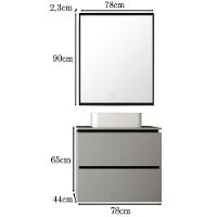 Conj Banheiro Gabinete 80cm Cuba E Espelho Argento Preto - 2