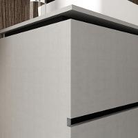 Conj Banheiro Gabinete 80cm Cuba E Espelho Argento Preto