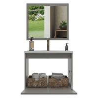 Gabinete Banheiro 60cm Com Cuba E Espelheira Multimóveis Cr10103 Cimento Cimento - 2