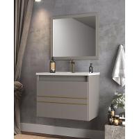 Gabinete Banheiro 60cm Com Cuba E Espelheira Multimóveis Cr10103 Cimento Cimento - 3