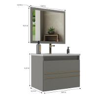 Gabinete Banheiro 60cm Com Cuba E Espelheira Multimóveis Cr10103 Cimento Cimento - 4