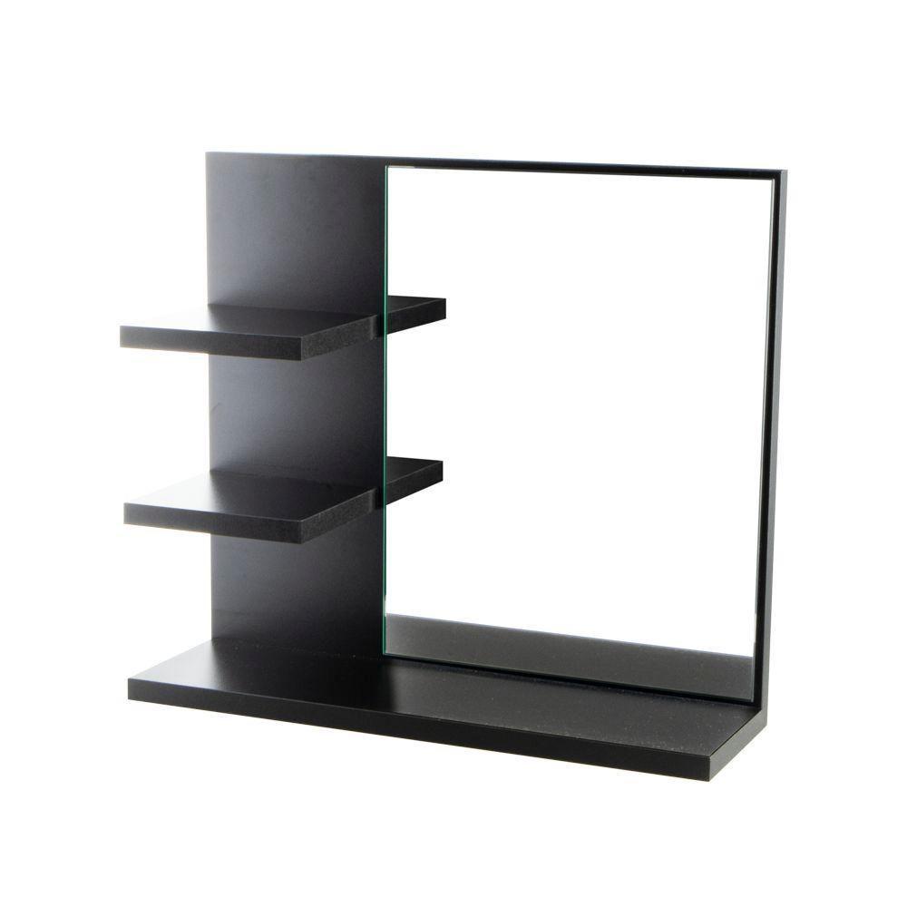 Armário Para Banheiro Com Espelho Nice Preto 40Cm - 3