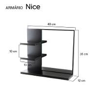 Armário Para Banheiro Com Espelho Nice Preto 40Cm - 2