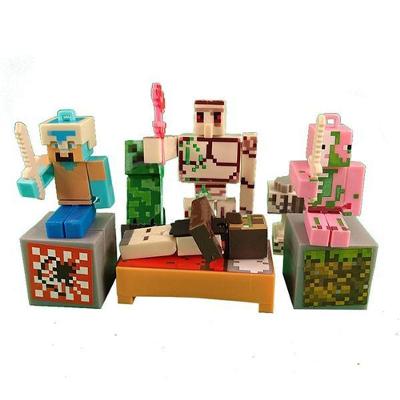Kit Cartelado Conj. Minecraft 2 Bonecos+1 Villager+1 Enderman+1 Creeper+1 Cama+Espadas