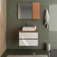 Conjunto Para Banheiro Com Cuba E Espelho Amendoa Branco - 9