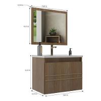 Gabinete Banheiro 60cm Com Cuba E Espelheira Multimóveis Cr10103 Noce Noce - 3