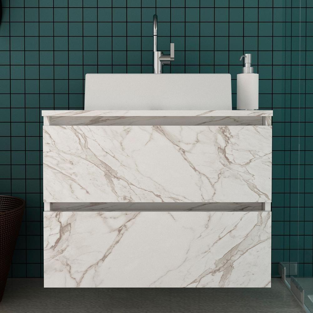 Gabinete Suspenso Para Cuba De Banheiro Marmore Branco - 7