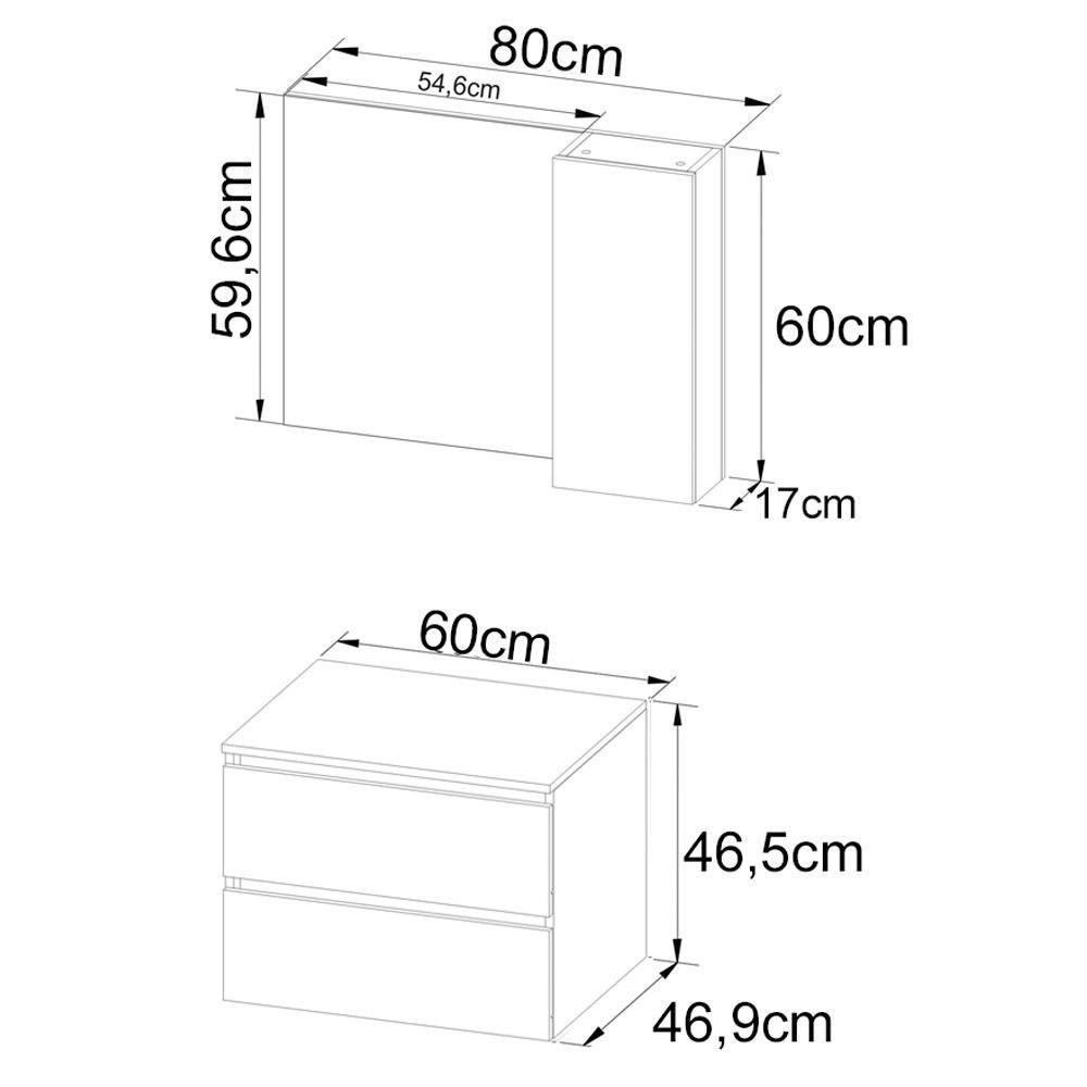 Conjunto Para Banheiro Gabinete Bn3607x02 Marmore Branco - 11