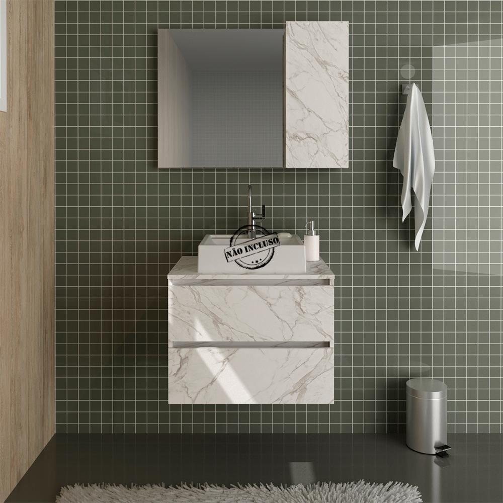 Conjunto Para Banheiro Gabinete Bn3607x02 Marmore Branco - 12
