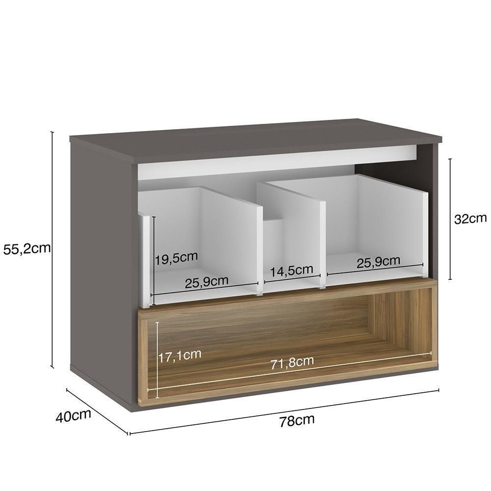 Armário Balcão Gabinete 80cm Com 1 Gaveta B06 Magneto Nogal - 4