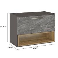 Armário Balcão Gabinete 80cm Com 1 Gaveta B06 Magneto Nogal - 5