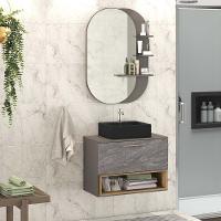 Armário Balcão Gabinete 80cm Com 1 Gaveta B06 Magneto Nogal - 7