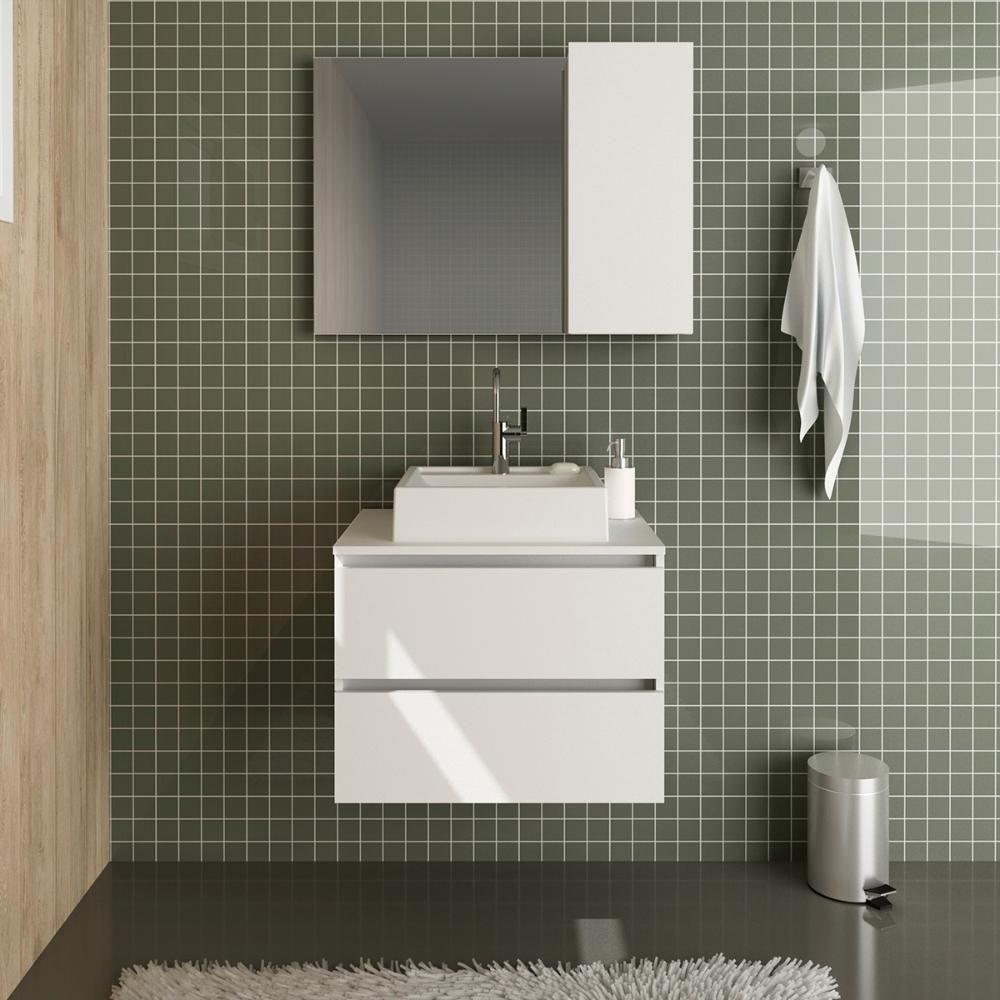 Conjunto Para Banheiro Com Cuba E Espelho Bn10 Branco - 9