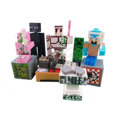Kit Cartelado Conj. Minecraft 2 Bonecos+1 Villager+1 Enderman+1 Creeper+1 Cama+Espadas